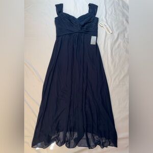 Bill Levkoff NWT Size 16 Navy Blue Queen Anne Neckline Bridesmaid Evening Gown